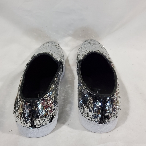 Men's Silver Flash Sequin Slip On Casual Sneakers - Picture 5 of 7